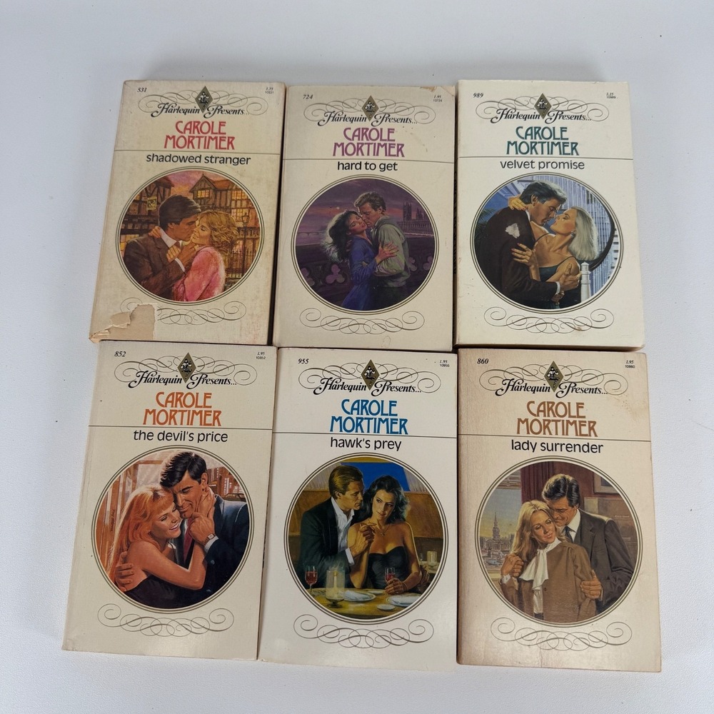 CAROLE MORTIMER‎ LOT OF 6 PAPERBACK HARLEQUIN ROMANCE BOOKS 1980's TITLES LISTED
